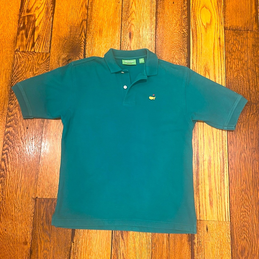 Authentic Masters Green Youth Polo Shirt Classic Green Pique Knit - Medium 12/14